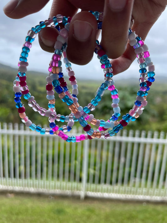 Pink & Blue Bead Mix Bracelets